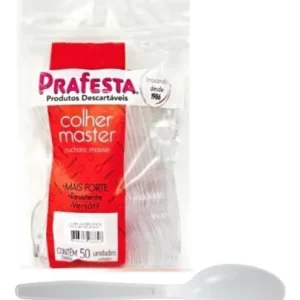 Colher Refeição Prafesta Master Branca 50 Unidades