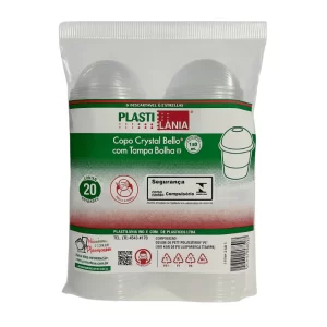 20 Copos c/ Tampa Bolha Sem Furo – 150/200/300ml Plastilania
