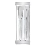 Kit 50Un Talheres Reforçados c/ Guardanapo 18cm Branco