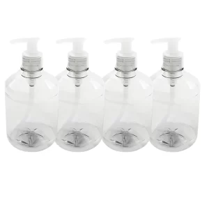 Kit 4 Frascos PET 500ml – Sabonete, Álcool Gel e Mais